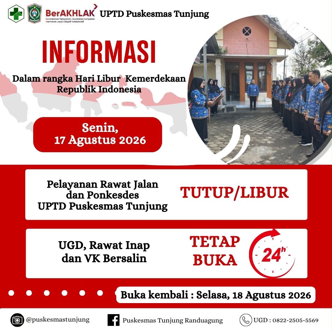 Informasi Pelayanan Rawat Jalan Libur/Tutup Senin tanggal 17 Agustus 2026